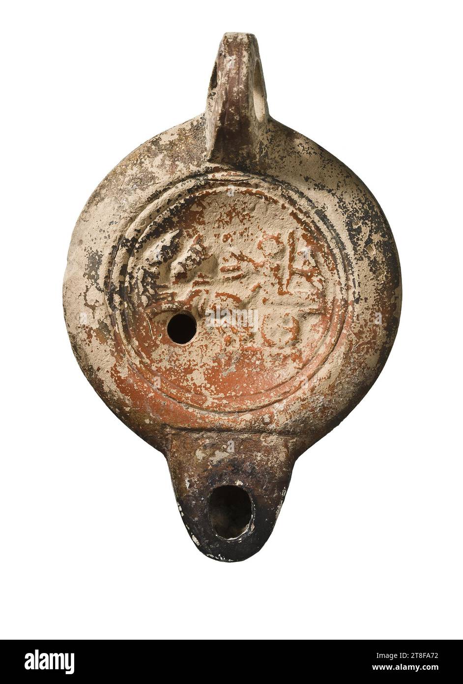 Lampada con due persone in un carro trainato da due cavalli, 90 - 140, mobili, lampada, acceso, modellato, altezza 11,3 cm, MALINCAF [ (?)], ceramica, ceramica, Roman (753 a.C. - 476 Foto Stock