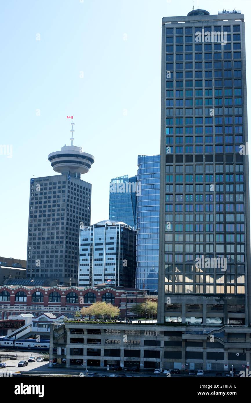 Vancouver centro, Lookout Tower Canada. Il famoso Observation Deck si trova nel cuore di Vancouver ed ha un ristorante girevole. Foto Stock