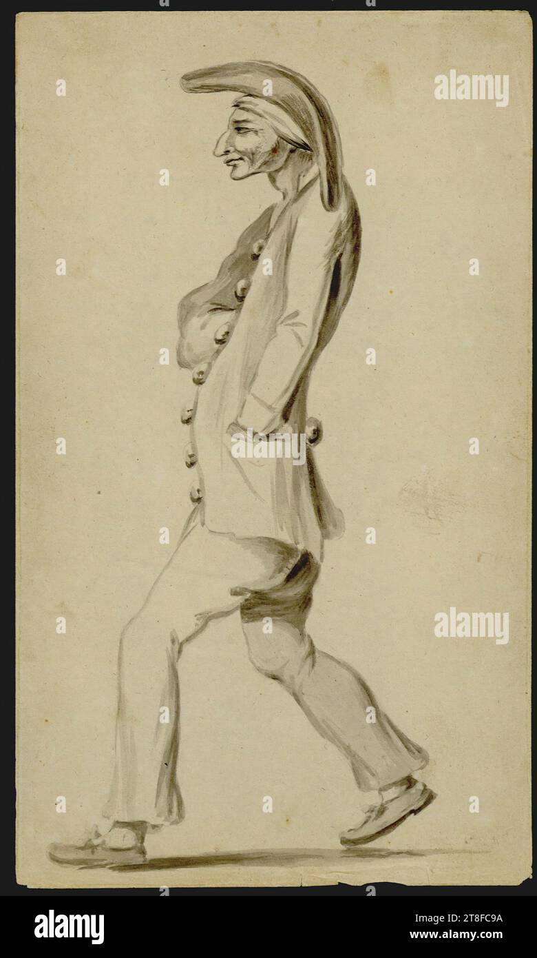 Caricatura,37, libro, album, foglio album, disegno, carta, colore, inchiostro, disegnata, altezza 105 mm, larghezza 177 mm, lavorazione, disegno, Europa, modernità (1800 - 1914 Foto Stock