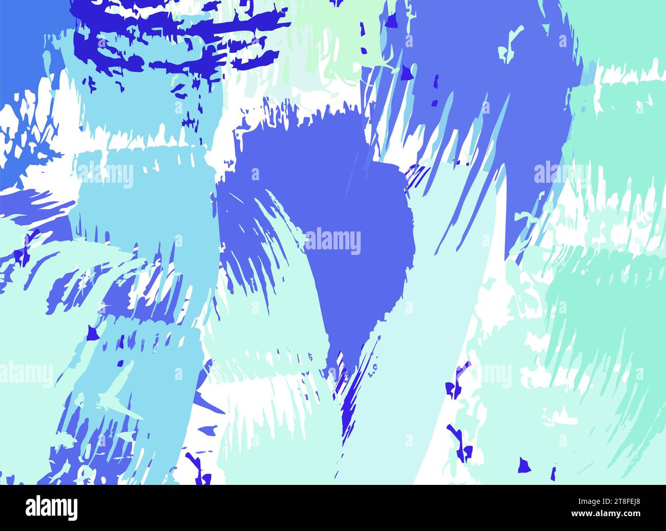 Sfondo grunge blu con tratti di vernice. Texture macchie del pennello. Immagine vettoriale. Abstract per design, volantino, banner, poster, calendario Illustrazione Vettoriale