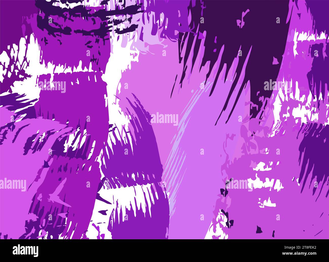 Sfondo grunge viola con tratti di vernice. Texture macchie del pennello. Immagine vettoriale. Abstract per design, volantino, banner, poster, calendario Illustrazione Vettoriale