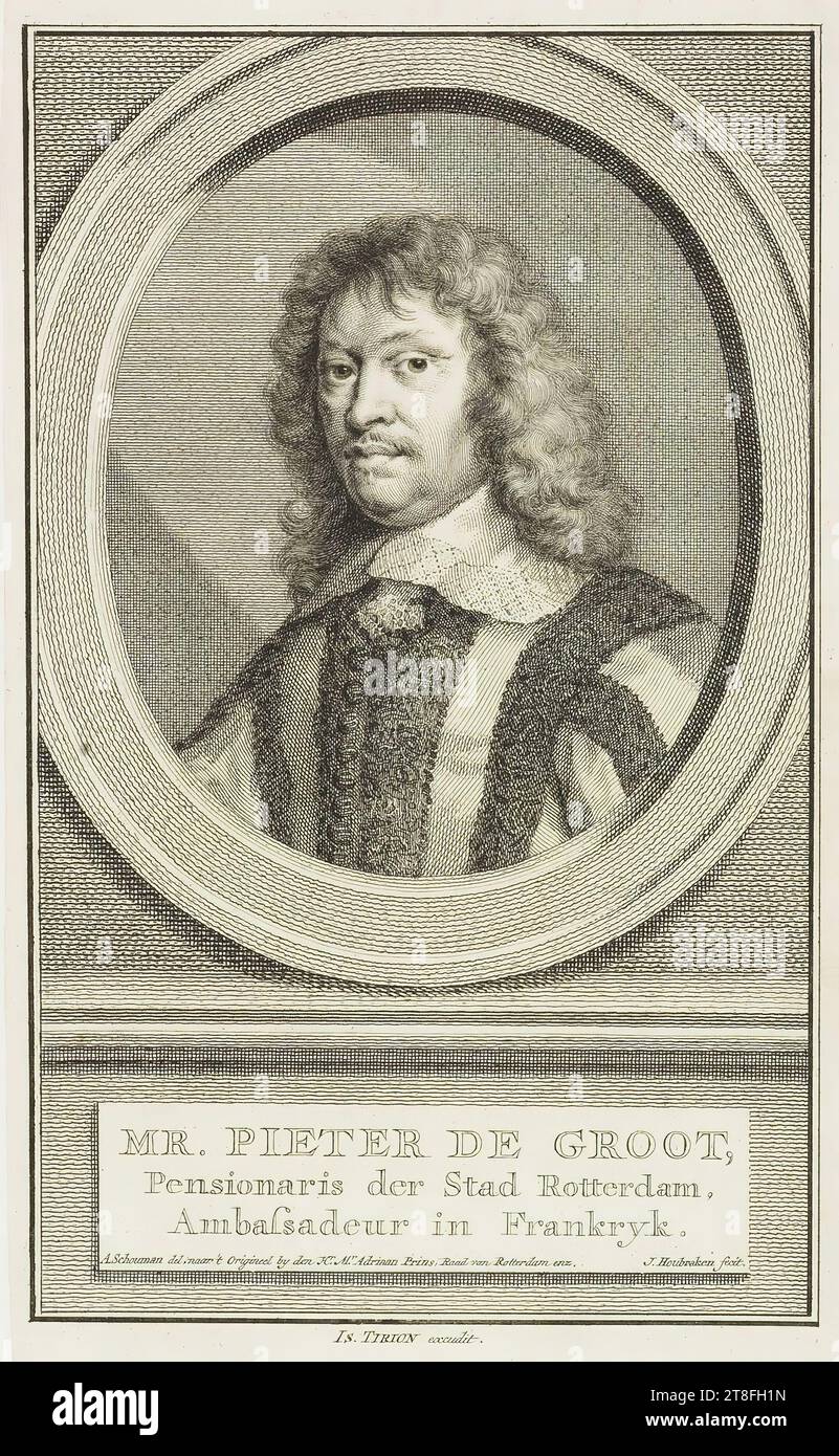 SIGNOR PIETER DE GROOT, Pensionario della città di Rotterdam, Ambasciatore in Francia. A. Schouman del, After't Original di Mr. Adriaan Prins, Council of Rotterdam etc. J. Houbraken fecit. È. TIRION scuse Foto Stock