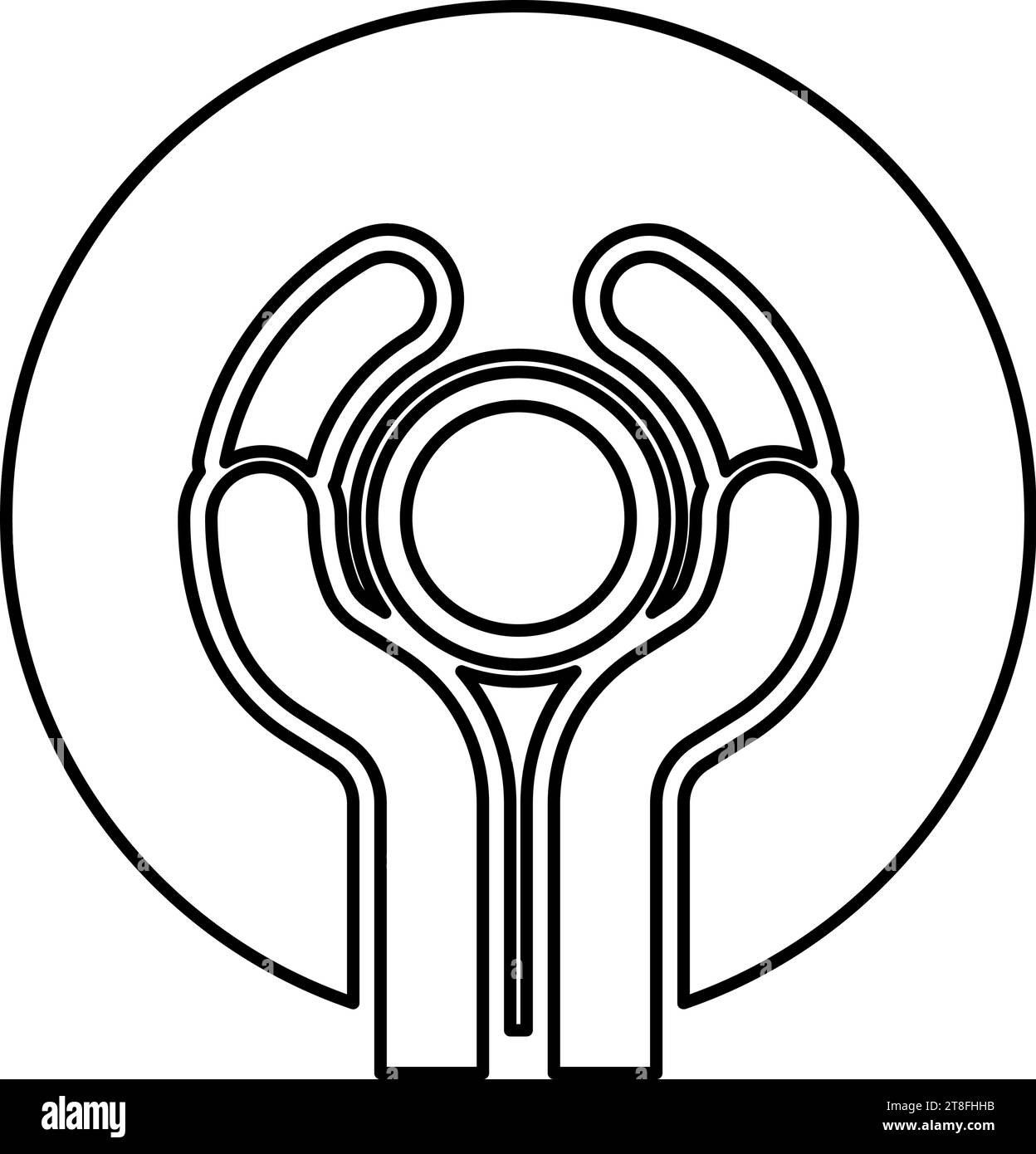 Laboratorio di arte artigianale in ceramica Concept potter scolpisce il vaso di argilla sulla ruota di potter utilizza la mano il braccio idea ceramista contorno linea icona colore nero vettore Illustrazione Vettoriale