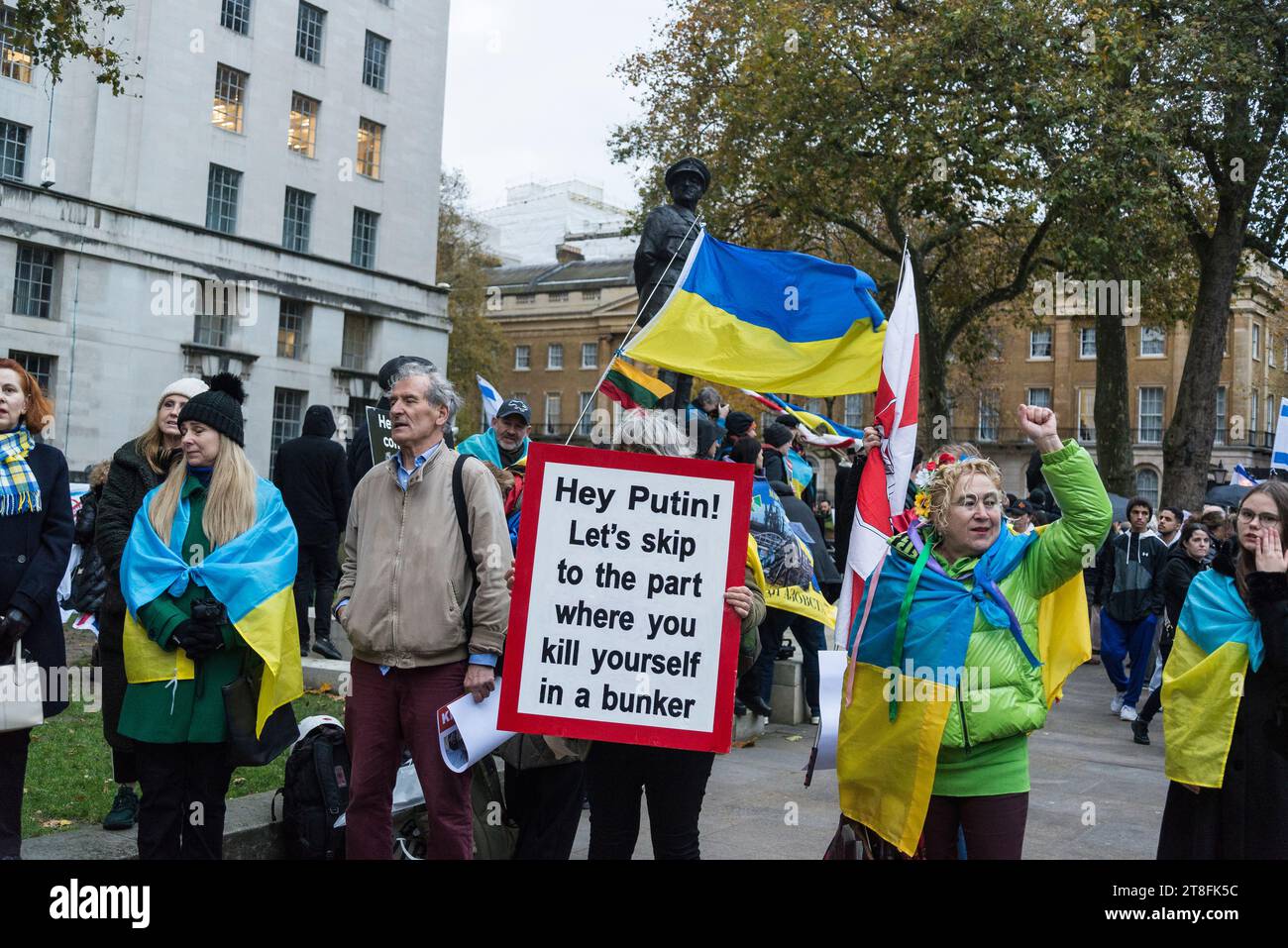 Protesta pro-Ucraina sostegno Ucraina / Londra Euromaidan sulla Whitehall, Londra, Inghilterra, Regno Unito Foto Stock
