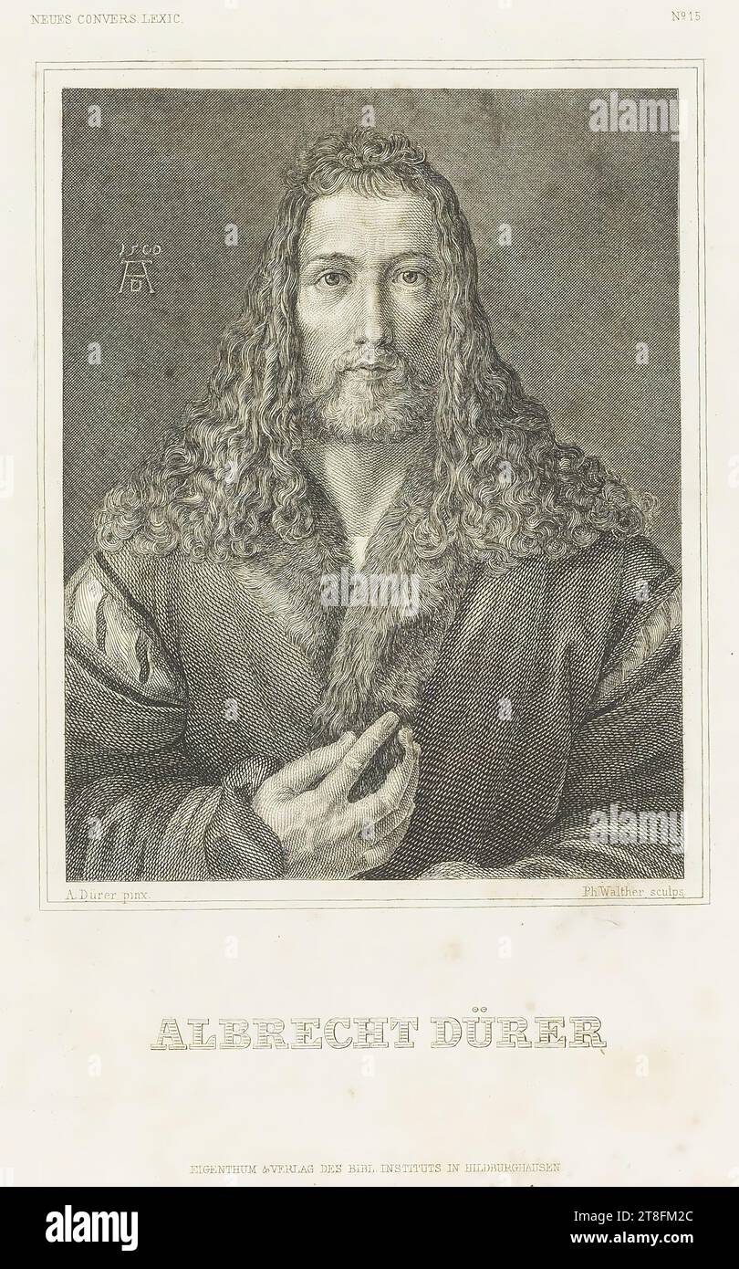 1500 D.C. A. Dürer pinx, pH. Walther scolpisce. NUOVI CONVERS. LEXIC. No. 15. ALBERT DUERER. PROPRIETÀ E PUBBLICAZIONE DEL BIBL. ISTITUTI DI HILDBURGHAUSEN Foto Stock