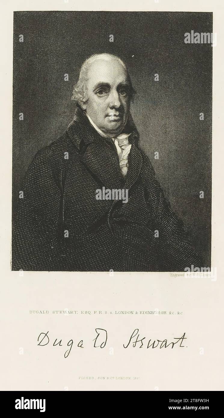 Inciso da W. H. Lizars. DUGALD STEWART, SCUDIERO. F.R.S. S. LONDON & EDINBURGH &c. &c.. Firma Dugald Stewart. FISHER, SON & C.° LONDRA, 1847 Foto Stock
