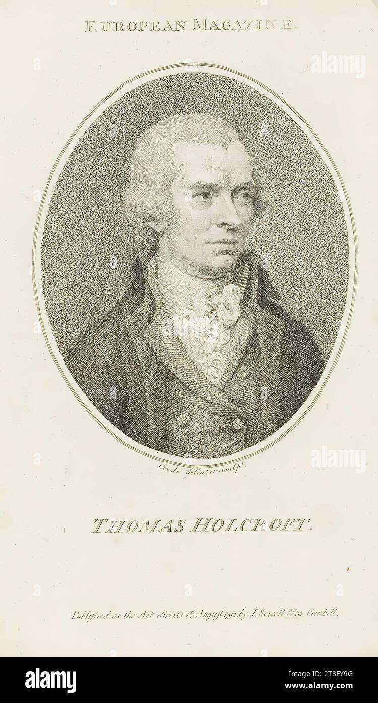 RIVISTA EUROPEA. Cond è delint. et sculpt. THOMAS HOLCROFT. Pubblicato come The Act Directs 1st.August.1792, da J. Sewell N°.32 Cornhill Foto Stock