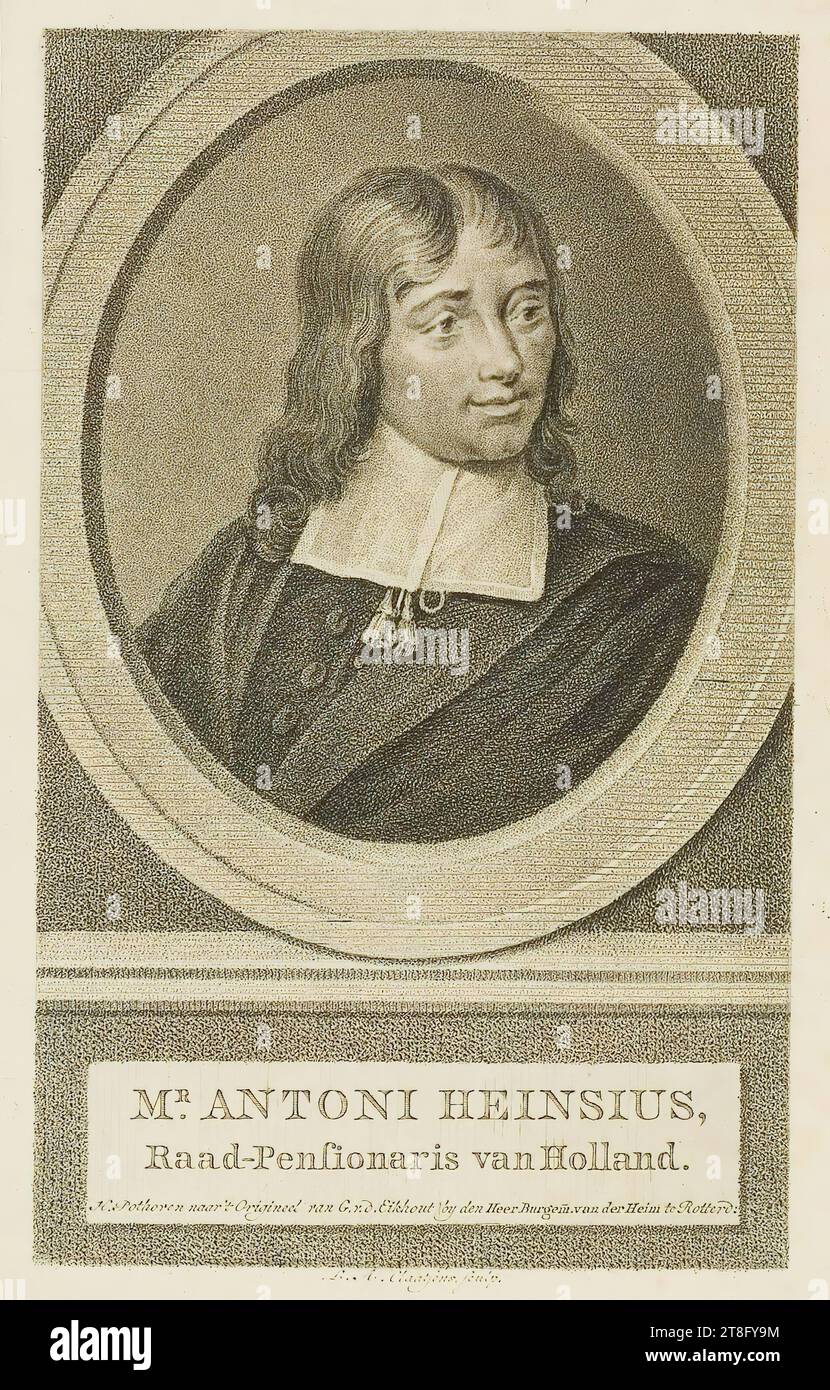 SIGNOR ANTONI HEINSIUS, Consiglio-pensionario d'Olanda. H. Pothoven del. Dopo l'originale di G.v.d.Eikhout del sindaco van der Heim a Rotterdam. L. A. Claatsens, Sculp Foto Stock
