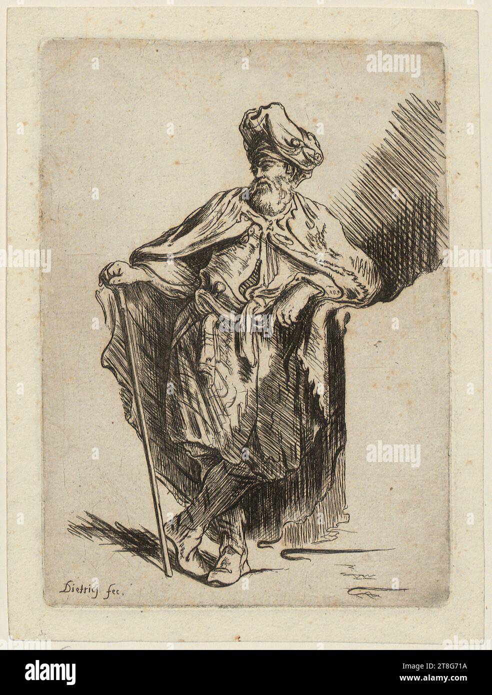 Christian Wilhelm Ernst Dietrich (1712 - 1774), dopo Christian Friedrich Boëtius (1706 - 1782), Standing Oriental, origine della stampa: c. 1730 - 1782, incisione, margine piatto: 15,9 x 11,2 cm dimensioni foglio: 17,6 x 13,2 cm, inciso in basso a sinistra "Dietricj fec Foto Stock