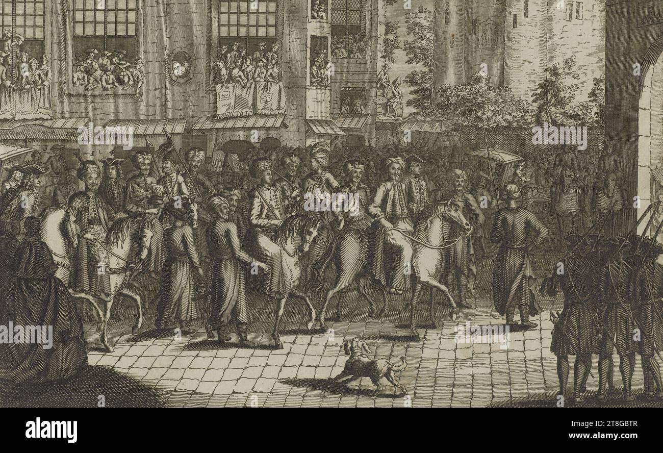 Sultan Mahomet V ora regnante, volendo seguire l'esempio di Achemet IIIe ..., Engraver, Fombonne, Publisher, Print, arti grafiche, Stampa, incisione, dimensioni - Opera: altezza: 22 cm, larghezza: 31,3 cm, dimensioni - montaggio:, altezza: 32,5 cm, larghezza: 50 cm Foto Stock