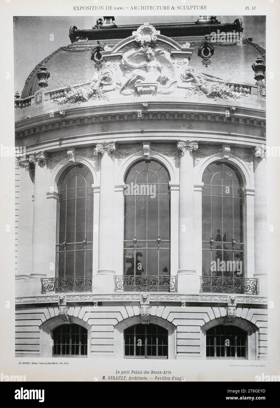 Esposizione universale del 1900. Il Palazzo delle Belle Arti Architettura e scultura. Signor Girault, architetto. M. M. Deglane, Louvet, Thomas architectes, Armand Guerinet, intorno al 1900, i quarto del XX secolo, manoscritti, stampe, rilegatura, libro, suite, dimensioni - lavoro: altezza: 41 cm, larghezza: 32 cm, profondità: 2,5 cm Foto Stock