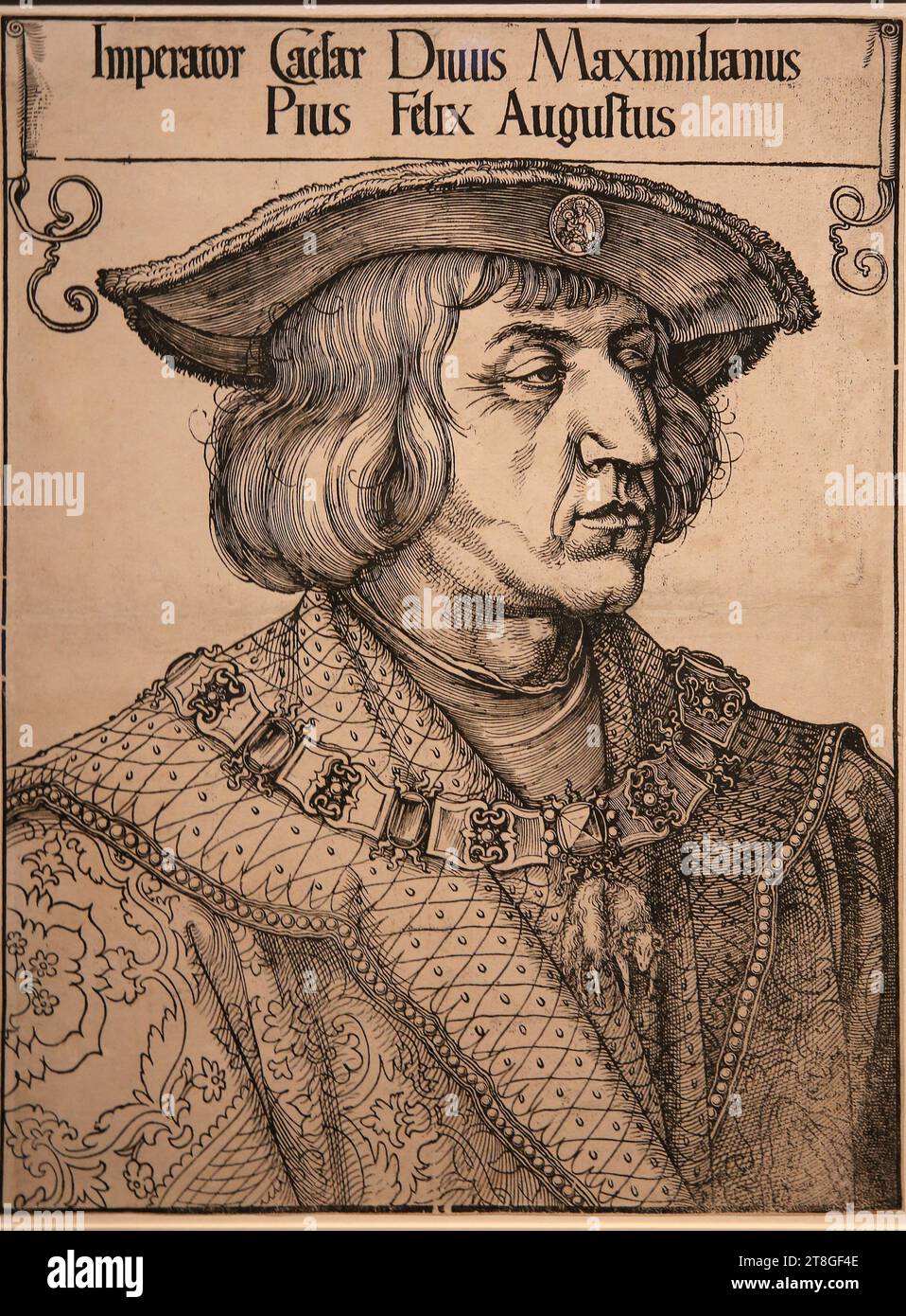 Massimiliano i (1459-1419). Imperatore del sacro romano Impero. Incisione di Albrecht Dürer, 1518. British Museum. London.GBR. Foto Stock