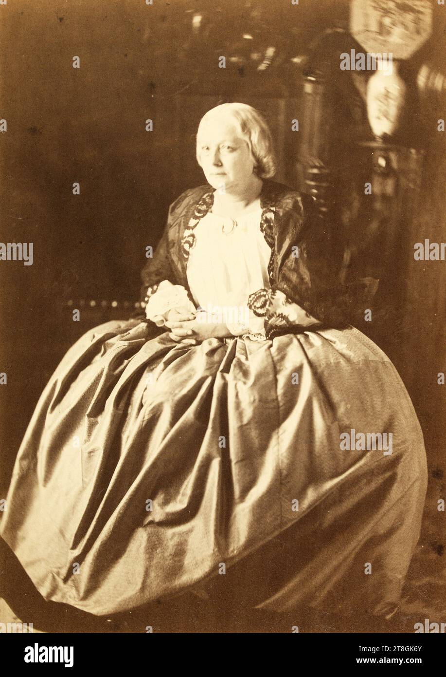 Juliette Drouet à la Fallue à Guernesey, Bacot, Edmond, fotografo, nel 1862, II metà XIX secolo, casa di Victor Hugo - Hauteville House, fotografia, stampa in albume, Guernsey, dimensioni - opera: altezza: 22,7 cm, larghezza: 16 cm, dimensioni - supporto antico:, altezza: 35 cm, larghezza: 26,8 cm Foto Stock