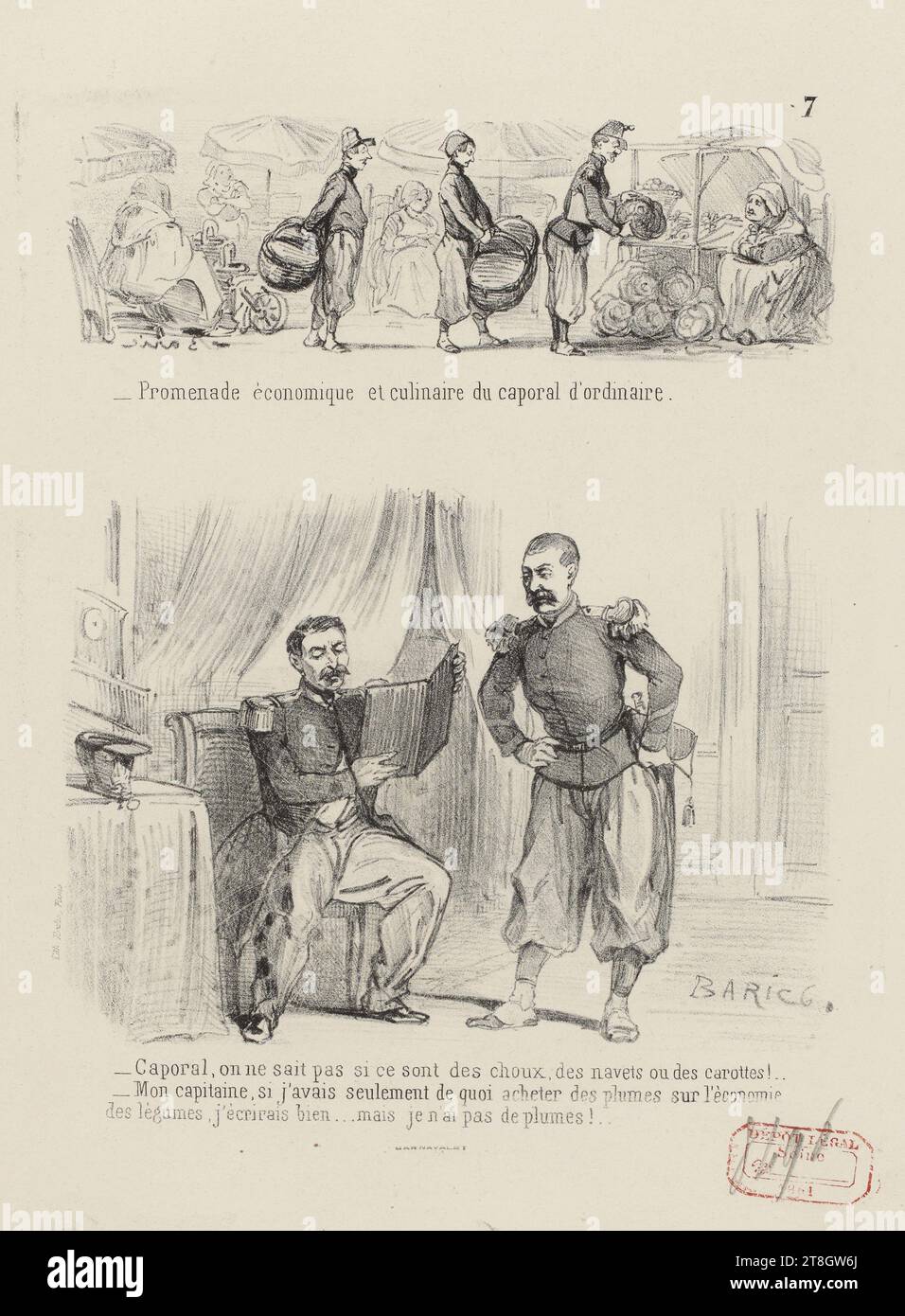 Passeggiata economica e culinaria del caporale ordinario, Baric, Jules-Jean-Antoine, Designer, Roche, designer-litografo, Arnauld de Vresse, Editore, Array, Stampa, arti grafiche, Stampa, litografia, dimensioni - Opera: altezza: 31,6 cm, larghezza: 24,7 cm Foto Stock