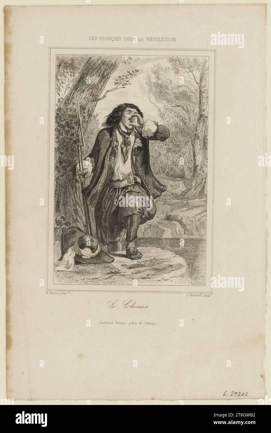 I francesi sotto la Rivoluzione, le Chouan, Barone, Henri-Charles-Antoine, disegnatore, Massard, Léopold, Engraver, Challamel, Augustin, editore, vers. 1823-1863, Stampa, arti grafiche, Rivoluzione francese, stampa, incisione, dimensioni - lavoro: altezza: 26,9 cm, larghezza: 17,8 cm Foto Stock