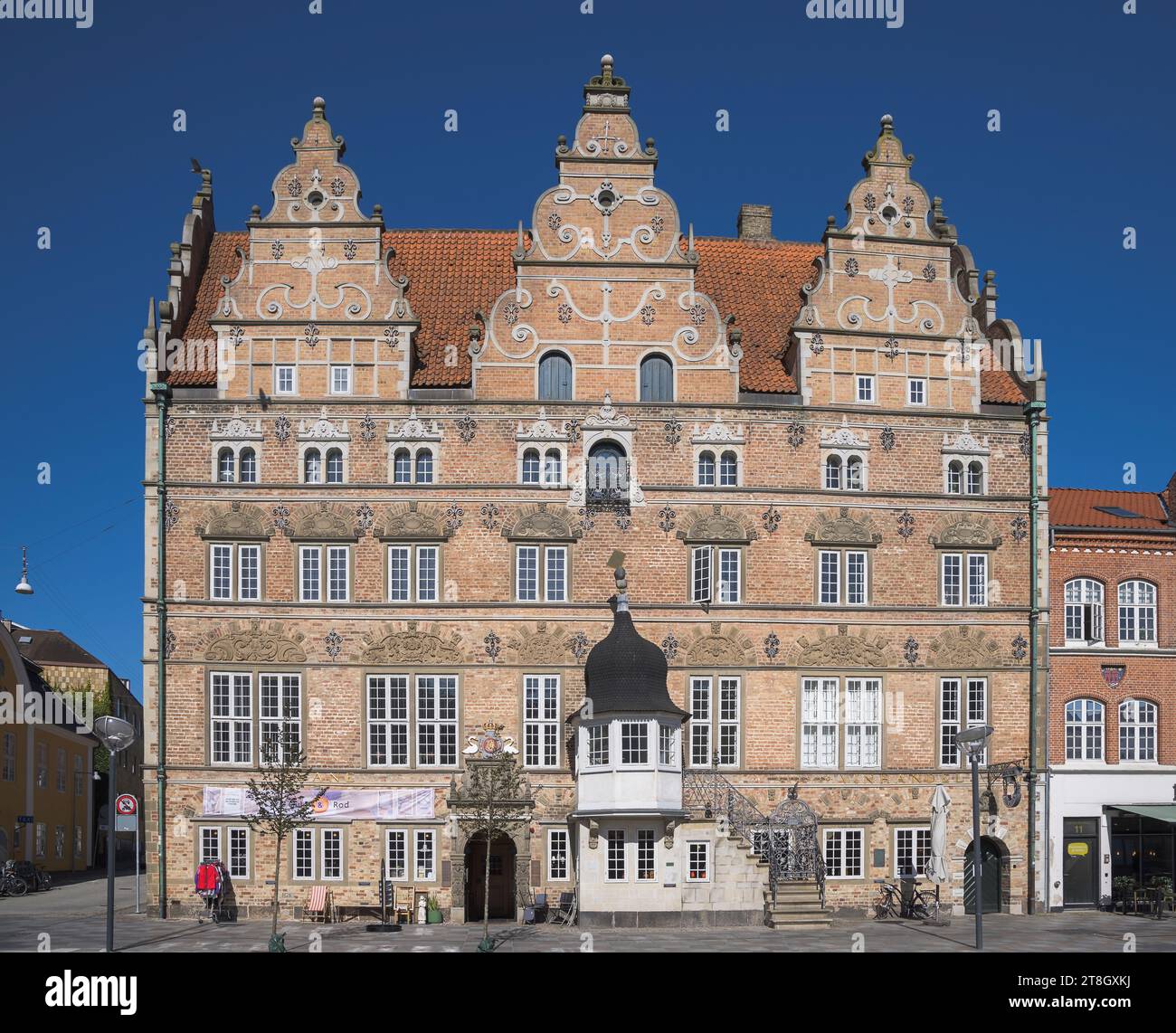 Bellissime vecchie case ad Aalborg, Danimarca Foto Stock