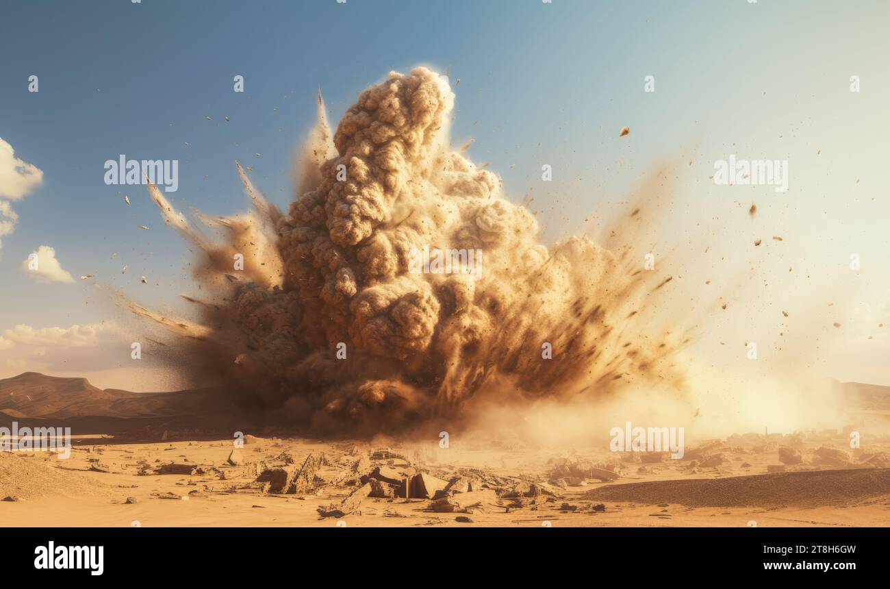 Esplosione del detonatore elettrico sul sito minerario Foto Stock