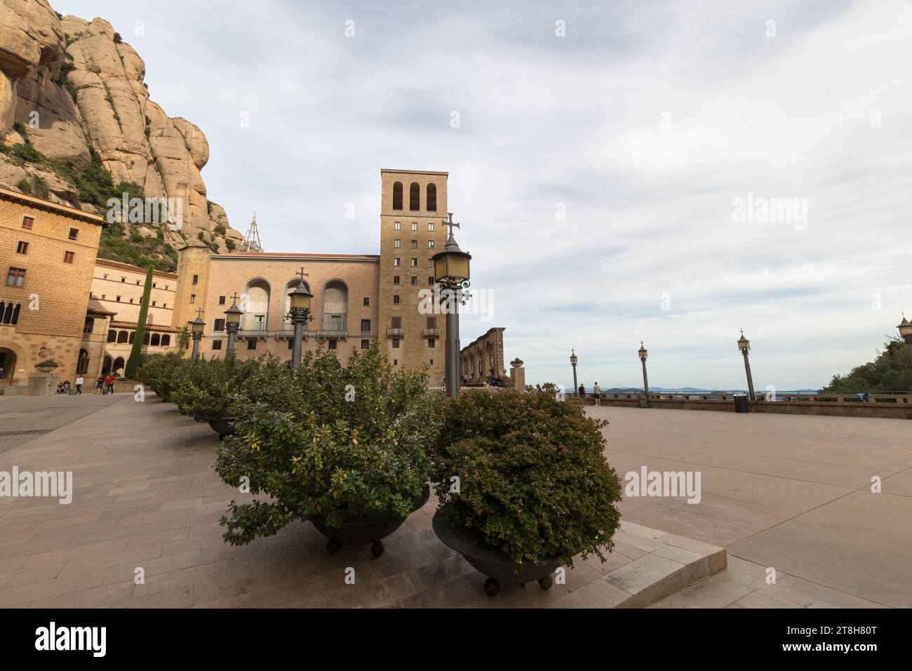 Vista panoramica del monastero di Montserrat Foto Stock