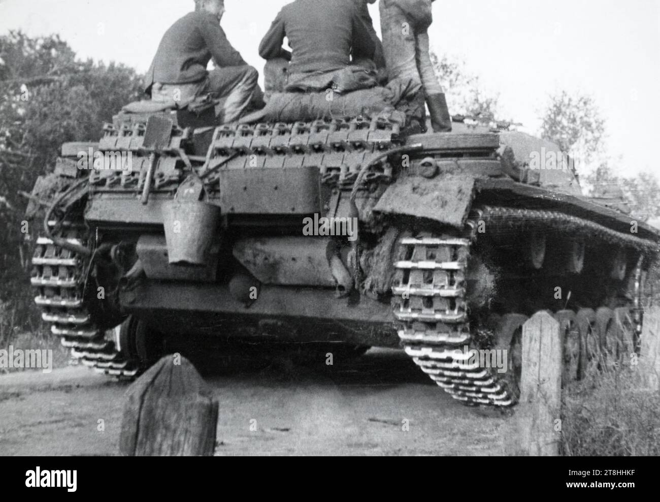 Una vista posteriore di un cannone d'assalto Sturmgeschütz III dell'esercito tedesco durante la seconda guerra mondiale. Foto Stock