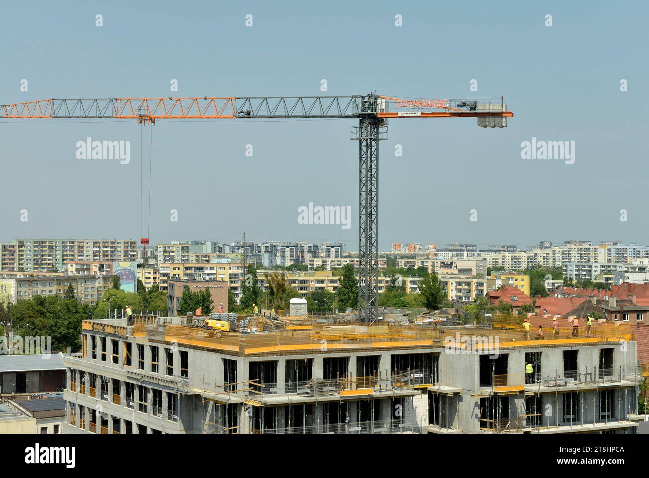 cantiere, gru, edifici residenziali, opere, spazi fotografici, professioni, attività, cantiere, lavoratori, costruttori, Danzica, Polonia, Europa e UE Foto Stock