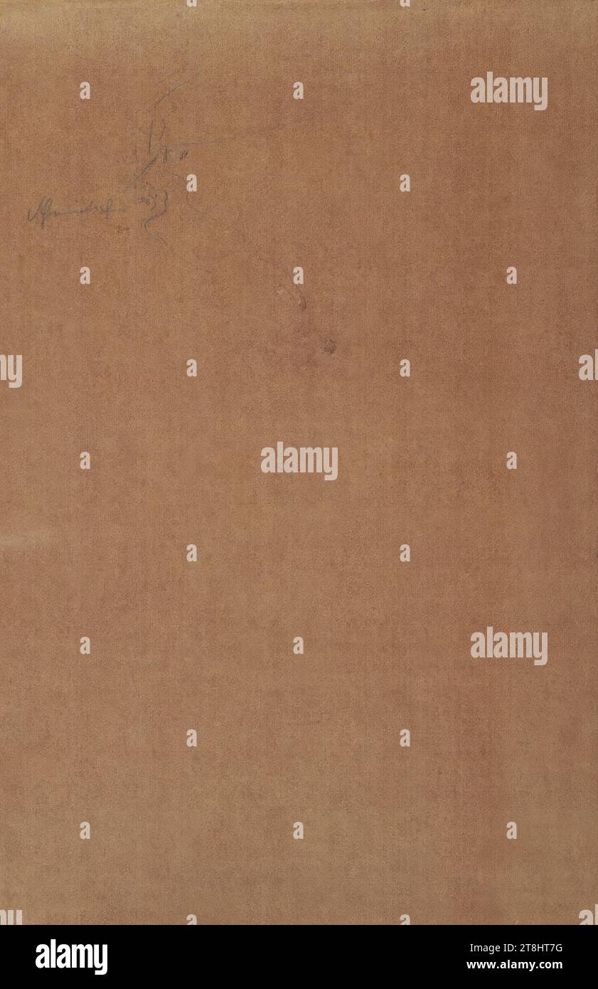 Piccolo schizzo con nota, bozzetto di Hörmann Theodor; 28 pagine impaginate, Theodor von Hörmann, Imst 1840 - 1895 Graz, bozzetto: 1877-1878, disegno, matita, foglio: 21 cm x 13,9 cm, l.o. ' illeggibile Foto Stock