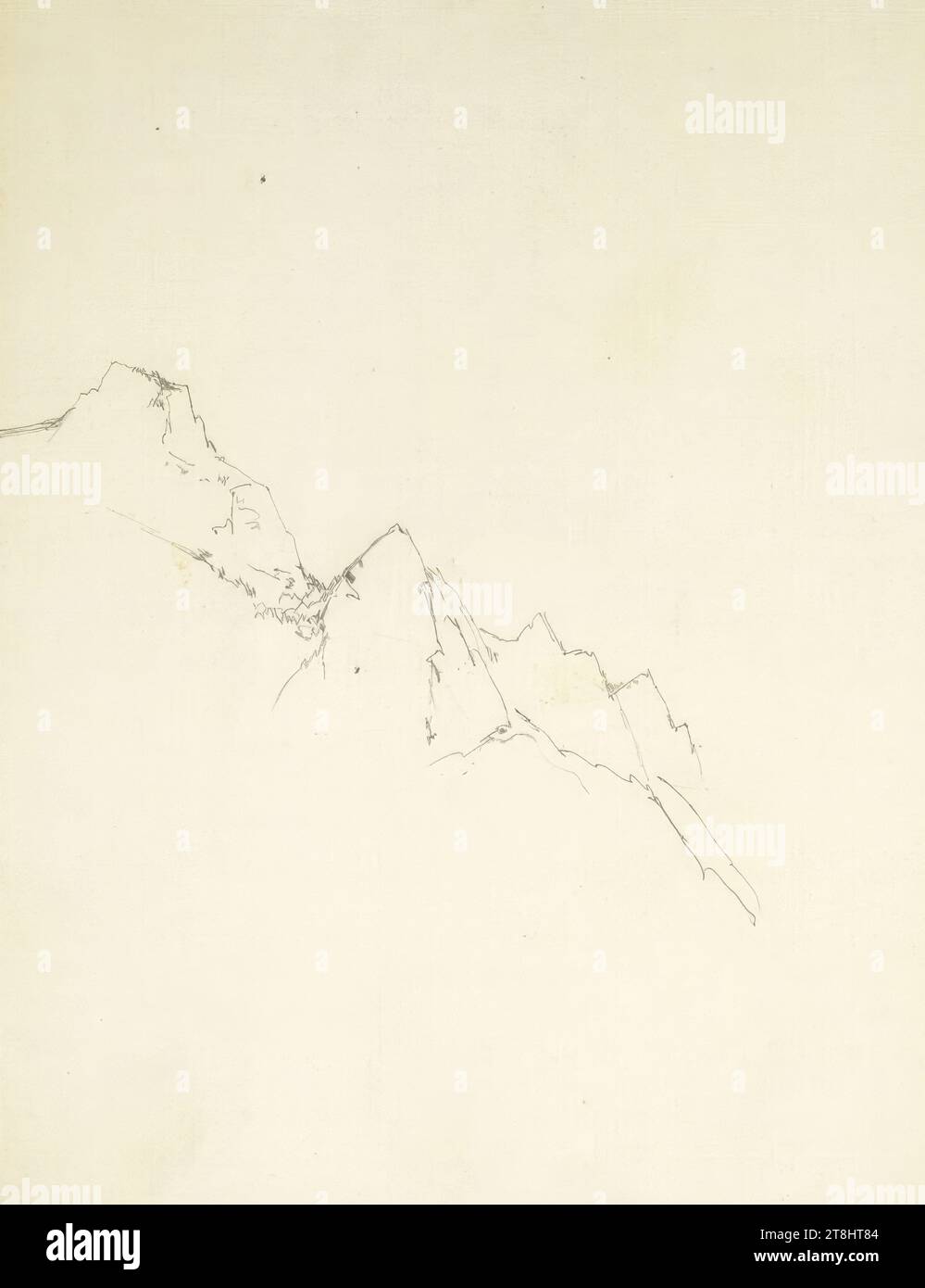 Cime montuose, bozzetto Hörmann Theodor von; 28 pagine impaginate, Theodor von Hörmann, Imst 1840 - 1895 Graz, bozzetto: 1877-1878, disegno, matita, foglio: 21 cm x 13,9 cm Foto Stock