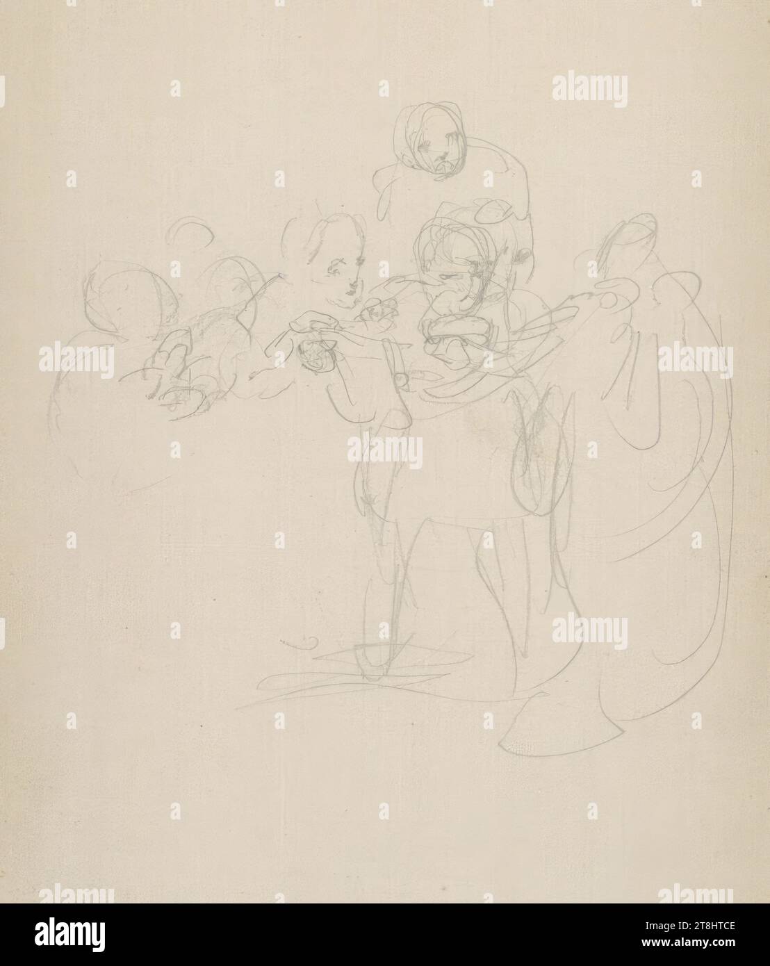 Figura studio, bozzetto Danhauser Josef; 32 pagine impaginate, Josef Danhauser, Vienna 1805 - 1845 Vienna, 1844, disegno, matita, foglio: 18,9 cm x 12,5 cm, Austria Foto Stock