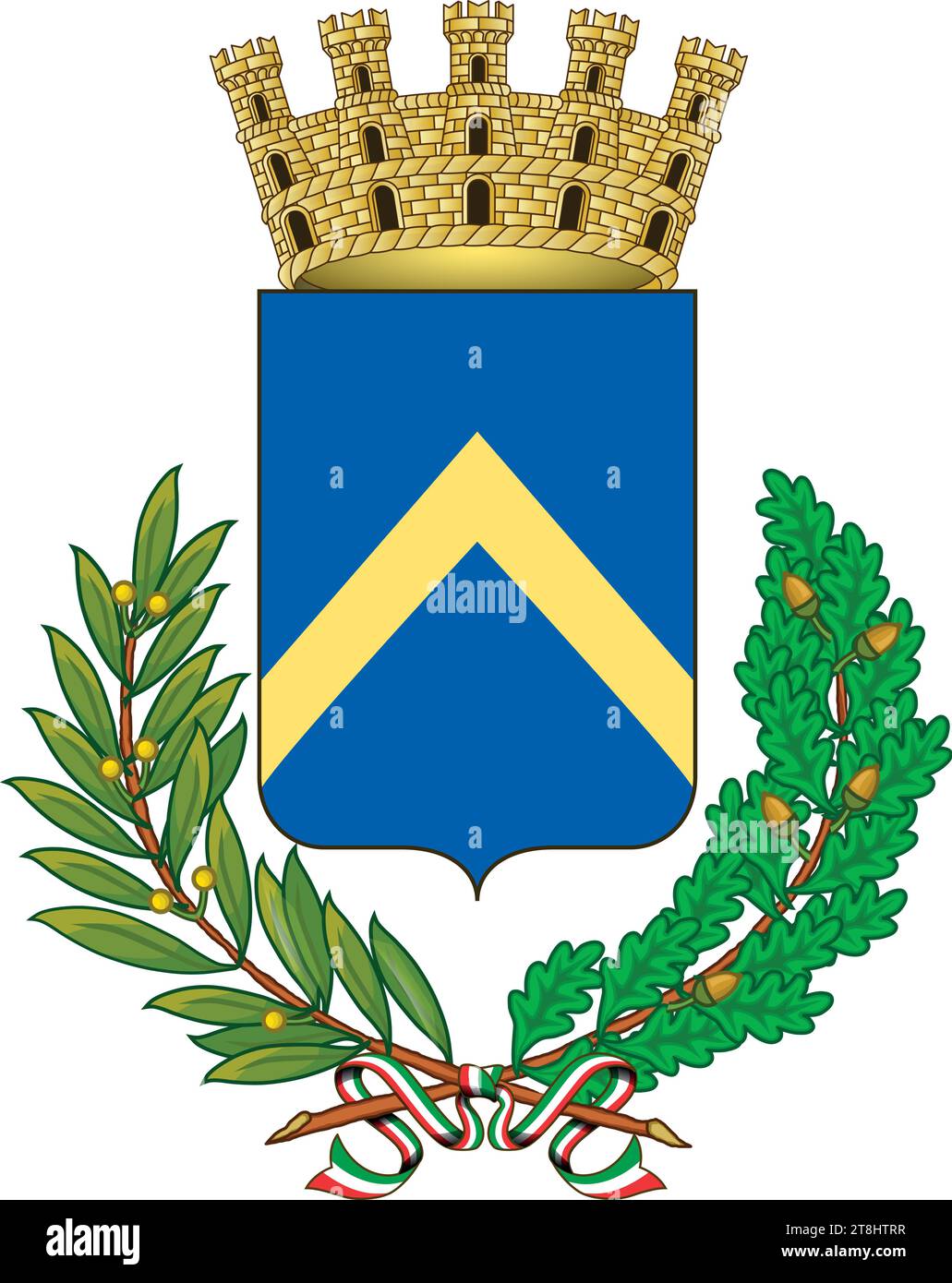 Mirandola città, stemma, provincia di Modena, Italia, illustrazione vettoriale Illustrazione Vettoriale