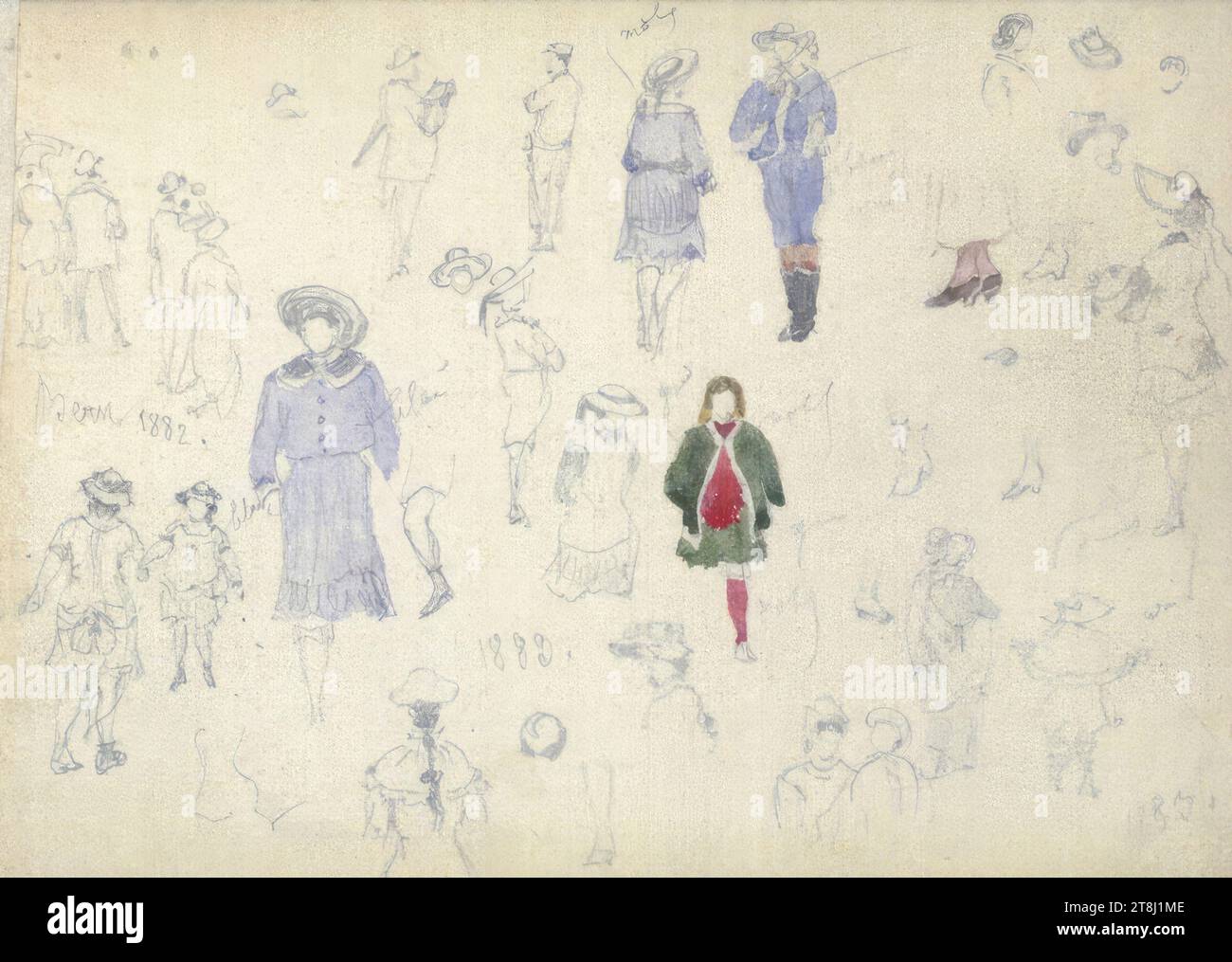 Vari schizzi, Berna, sketchbook Alt Franz; 27 pagine paginate, Franz Alt, Vienna 1821 - 1914 Vienna, 1882 e 1883, bozzetto: 1879-1883, disegno, matita, acquerello, foglio: 9,6 cm x 14,1 cm, Austria Foto Stock