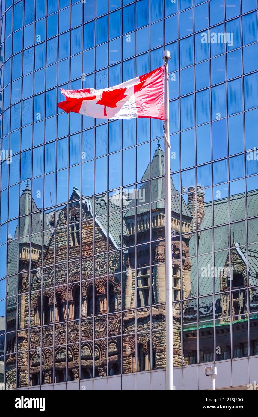 Architettura esterna e facciata del vecchio municipio, Toronto, Canada Foto Stock