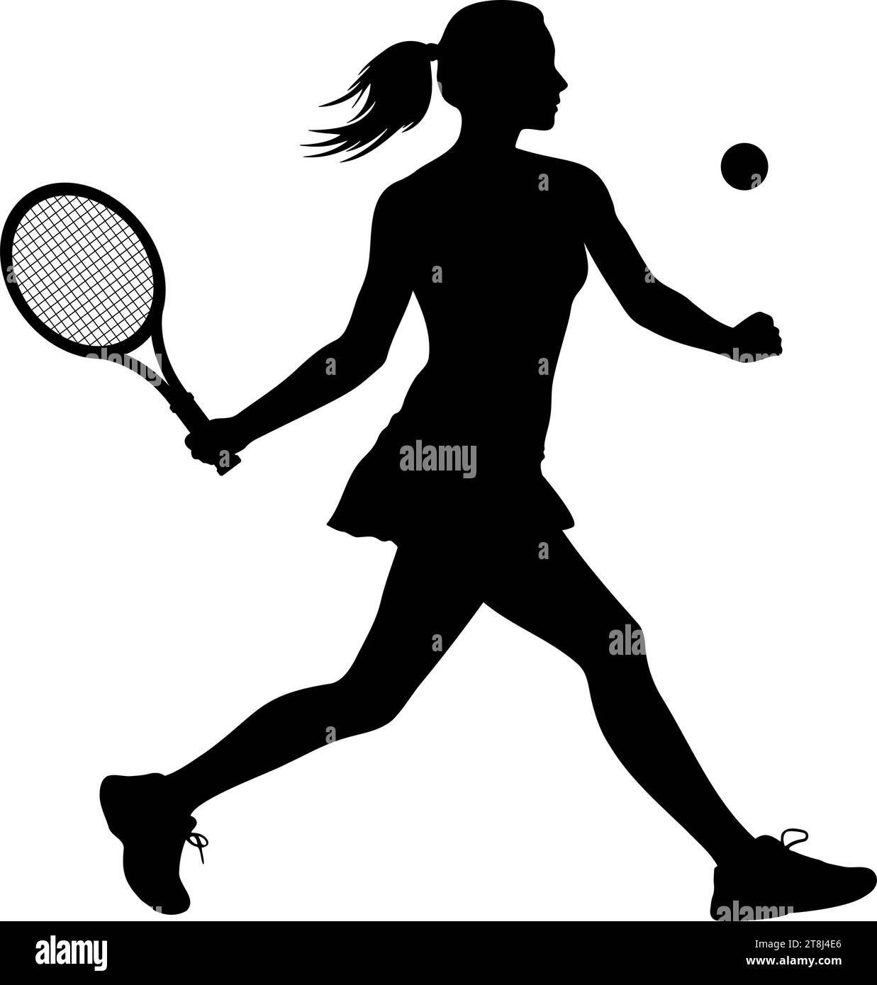 Silhouette da tennista femminile. illustrazione vettoriale Illustrazione Vettoriale