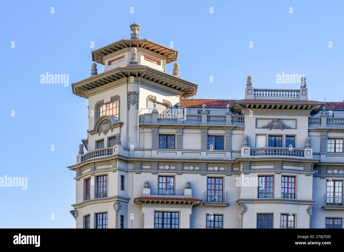 Oviedo, Spagna, splendida architettura e design di un edificio in città Foto Stock