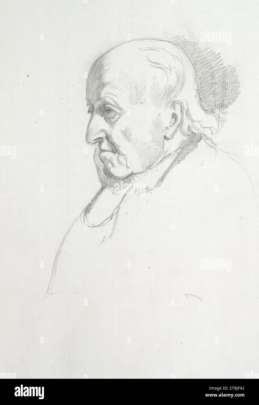 Ritratto di un vecchio, a testa in giù in bozzetto, bozzetto Passini Johann Nepomuk; 31 pagine paginate, Johann Nepomuk Passini, Vienna 1798 - 1874 Graz, bozzetto: 1871-1872, disegno, matita, foglio: 23,9 cm x 17,8 cm, Austria Foto Stock