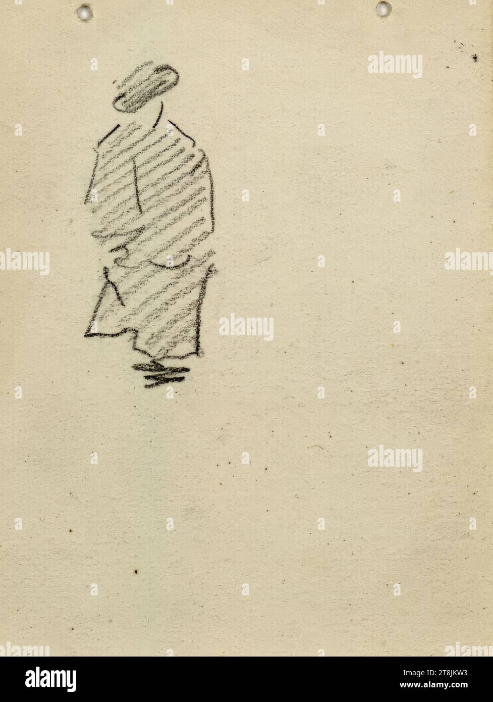 Studio della veste, Josef Engelhart, Vienna 1864 - 1941 Vienna, disegno, matita, 12,8 x 8,8 cm, Austria Foto Stock