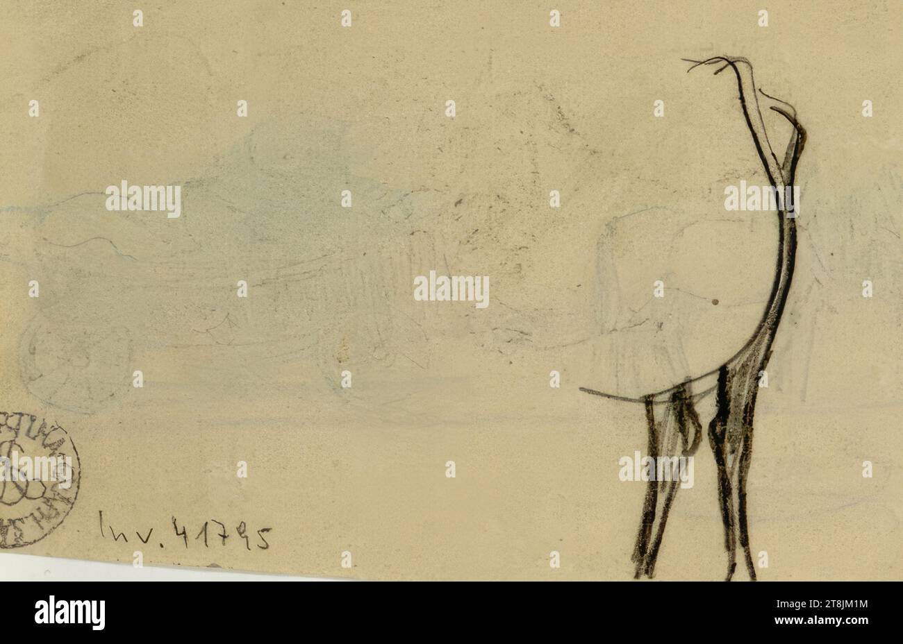 Sketch, Josef Engelhart, Vienna 1864 - 1941 Vienna, disegno, matita, 7,5 x 12,2 cm, Austria Foto Stock