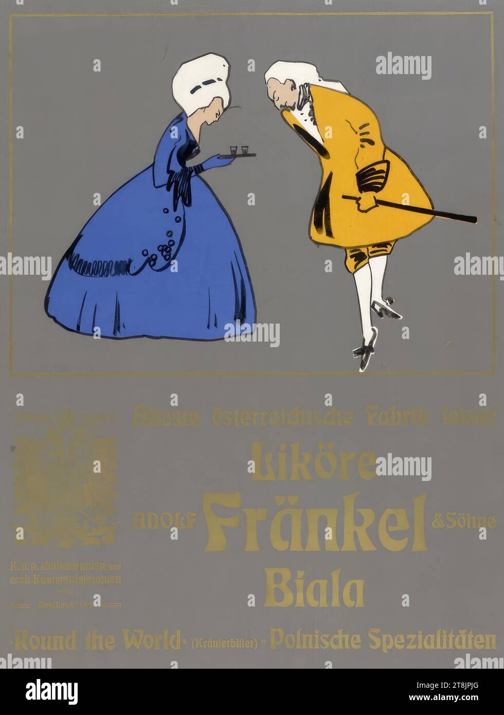 ADOLF Fränkel & Sons; Biala, Anonimo, intorno al 1900, disegno, carta a colori incollata; spazzole a inchiostro; su cartone stampato grigio, foglio: 620 mm x 460 mm Foto Stock