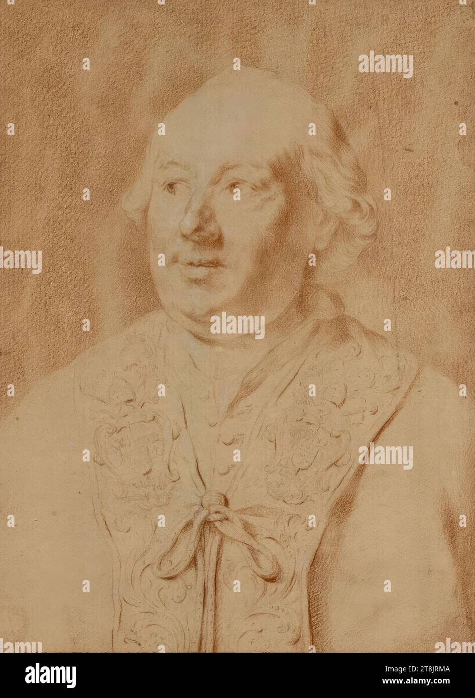 Pio vi, Anton von Maron, Vienna 1733 - 1808 Roma, 1775 o successiva, disegno, gesso rosso, 23,4 x 17,6 cm, a sinistra in basso: Albert von Sachsen-Teschen, Austria Foto Stock