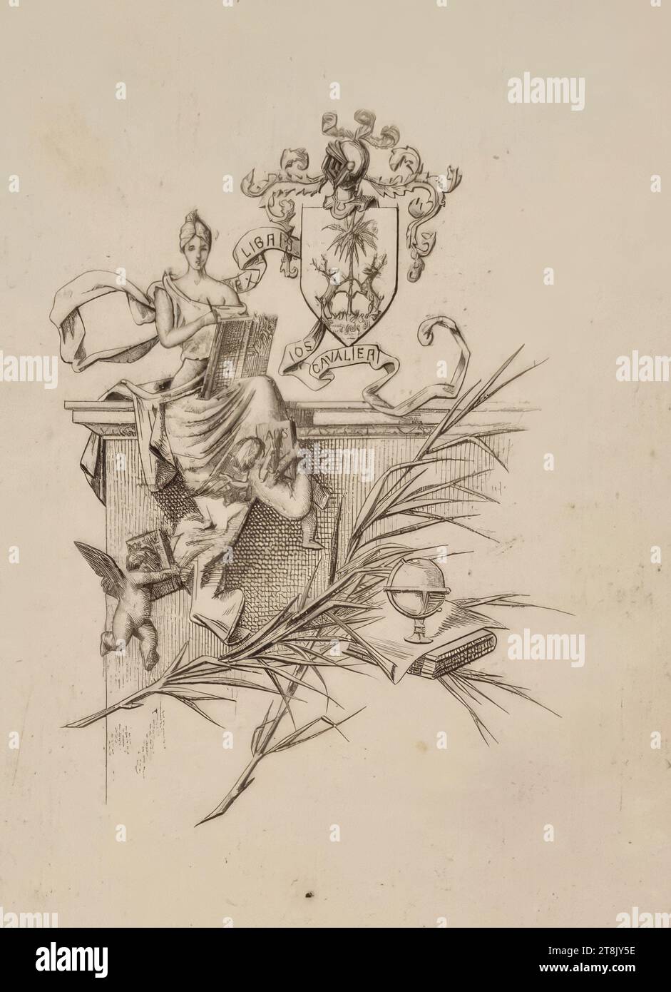 Esposizione del collezionista d'arte e bibliofilo italiano Giuseppe Cavalieri, 1834-1918, intorno al 1900, stampa, incisione su carta, foglio: 12,8 x 10,2 cm Foto Stock