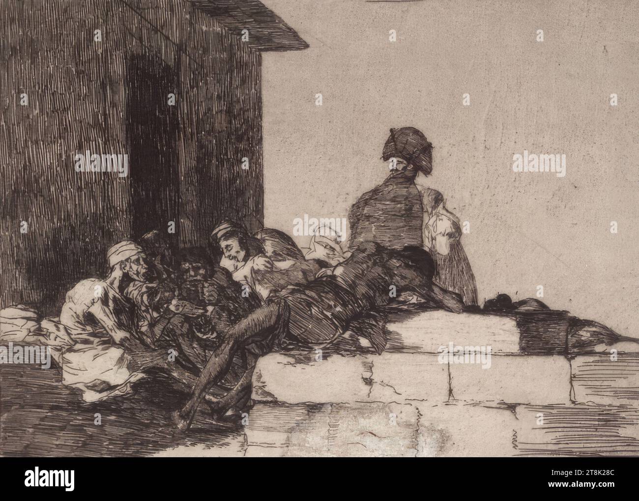 Los Desastres de la Guerra: Clamores en vano - futili cause legali, Los Desastres de la Guerra, Francisco José de Goya y Lucientes, Fuendetodos, Aragón 1746 - 1828 Bordeaux, 1812-1815, 1a edizione 1863, stampa, incisione, ritocco a secco, piastra: 15,6 x 20,6 cm, l.o. '54'; r.o. '54'; l.u. '45'; M.u. 'Clamores Foto Stock