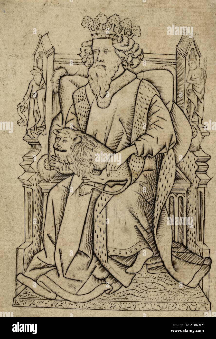 Animal King B, il gioco di carte, Anonimo, maestro di carte da gioco, attivo intorno al 1430-1450 sull'alto Reno, intorno al 1440-1450, stampa, incisione in rame, piatto: 13,5 x 9,6 cm Foto Stock