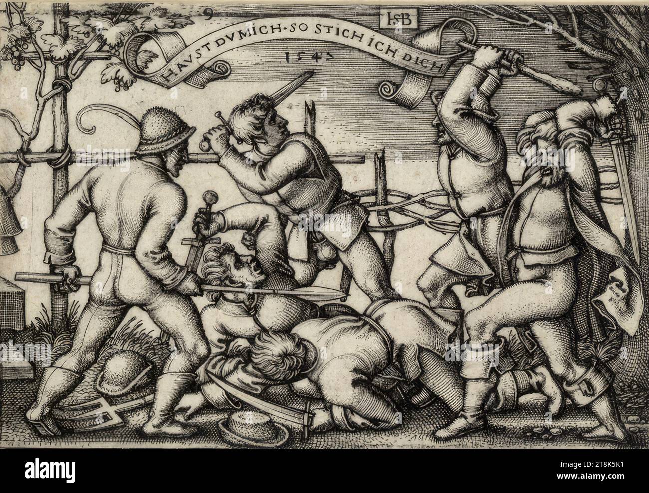 Peasants' Brawl, Sebald Beham, Norimberga 1500 - 1550 Frankfurt am Main, 1547, stampa, incisione su copperplate Foto Stock