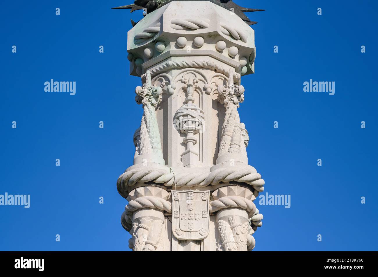 LISBONA, PORTOGALLO, dettaglio del monumento Afonso de Alburquenque nel quartiere di Belem Foto Stock