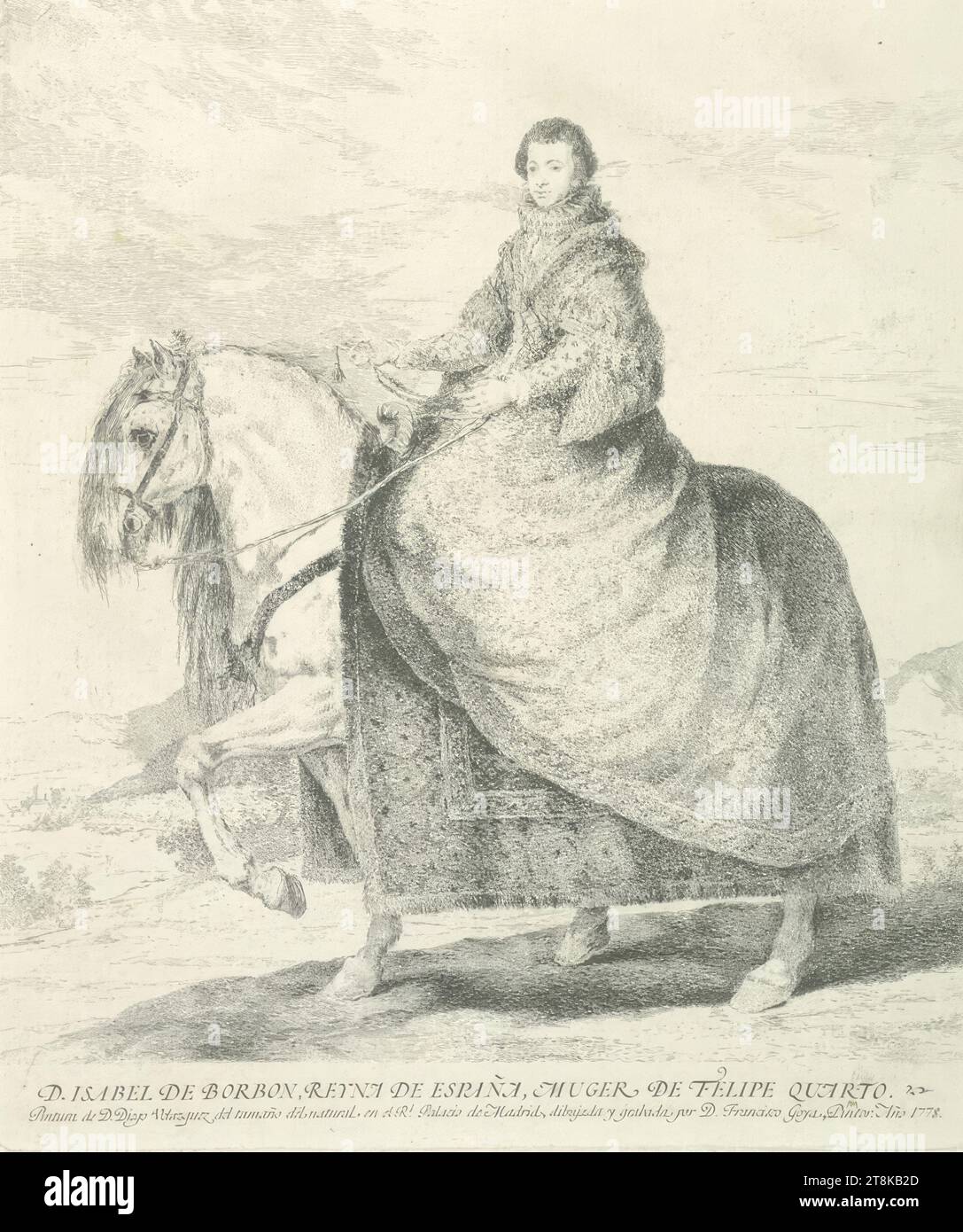 Isabella di Borbone, Francisco José de Goya y Lucientes, Fuendetodos, Aragón 1746 - 1828 Bordeaux, 1815-1820, 1a edizione 1778-1779, stampa, incisione, foglio: 37 x 31 cm Foto Stock