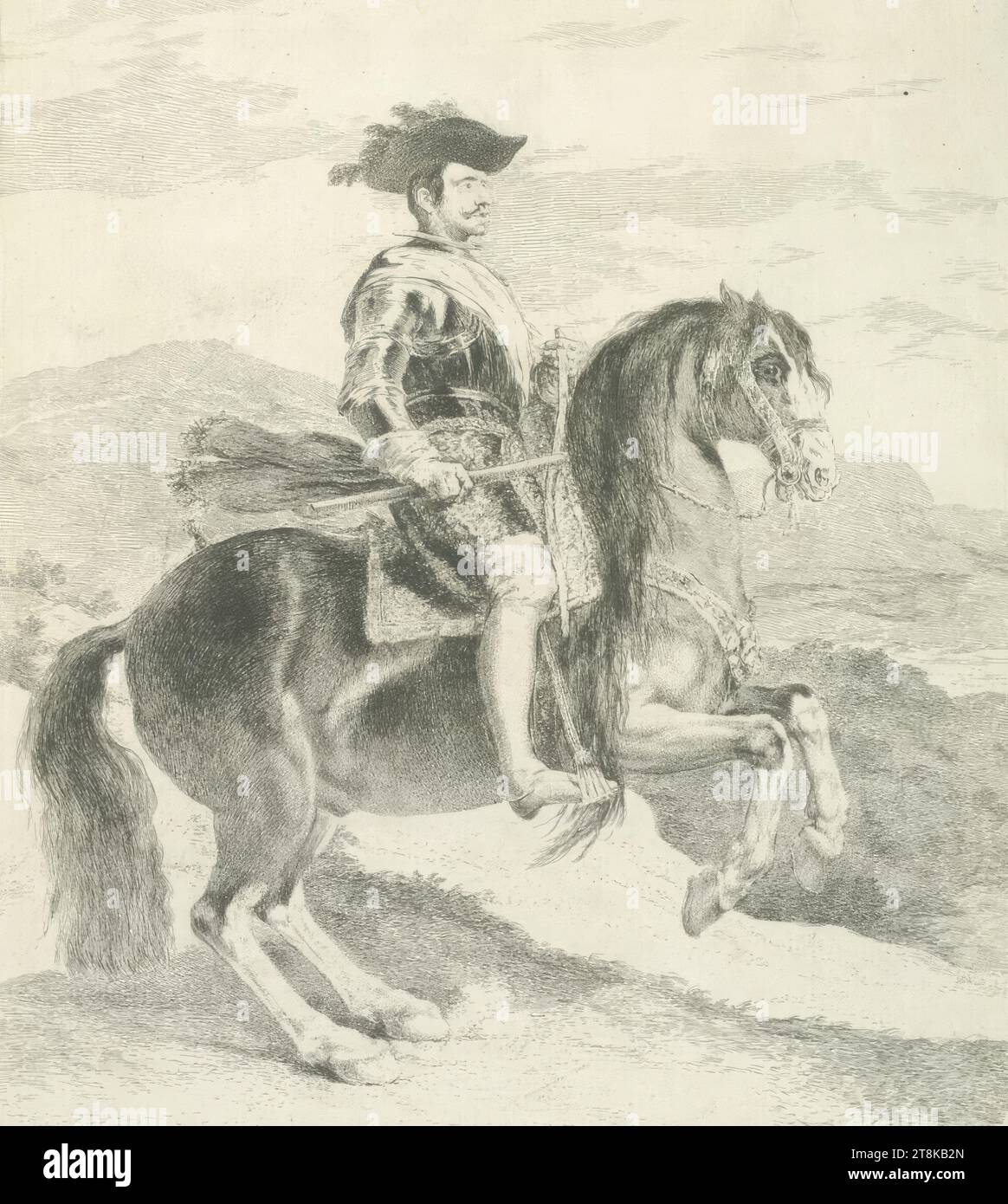 Filippo IV, Francisco José de Goya y Lucientes, Fuendetodos, Aragón 1746 - 1828 Bordeaux, 1815-1820, 1a edizione 1778-1779, stampa, incisione, foglio: 37 x 31 cm Foto Stock