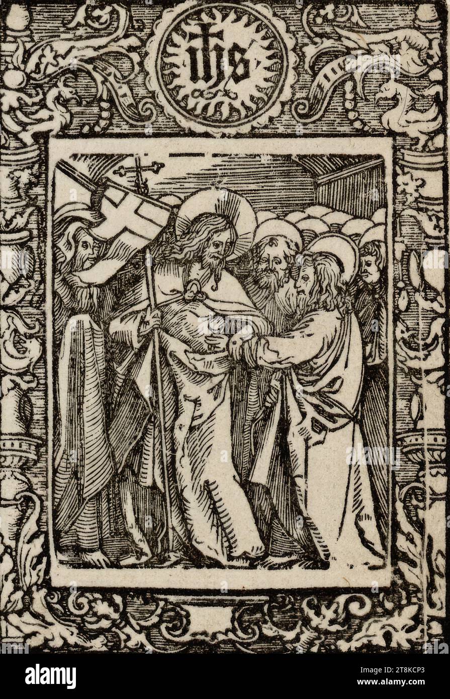 The Unbelieving Thomas, copie After the Silent Passion, The Little Square Passion, Anonymous, intorno al 1530 - 1540, stampa, xilografia, foglio: 10,4 x 7,3 cm Foto Stock