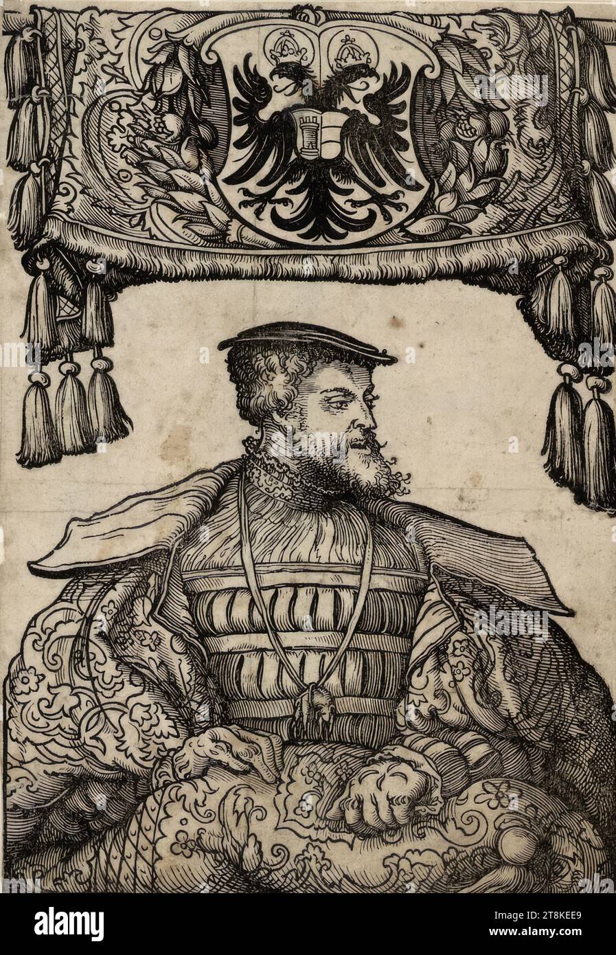 Imperatore Carlo V, Christoph Amberger, Kaufbeuren intorno al 1505 - 1561/62 Augusta, 1530, stampa, taglio di legno Foto Stock