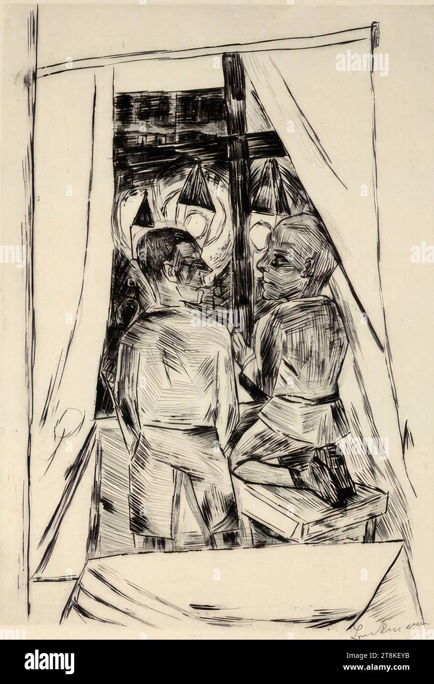 Boys at the Window, Max Beckmann, Lipsia 1884 - 1950 New York, 1922, stampa, punto a secco, piastra: 317 mm x 226 mm Foto Stock