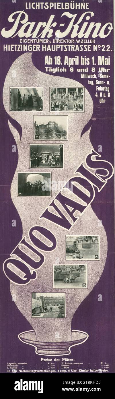 LICHTSPIELBÜHNE Park Cinema, QUO VADIS, Anonymous, intorno al 1910, stampa, litografia a colori, foglio: 960 mm x 310 mm Foto Stock