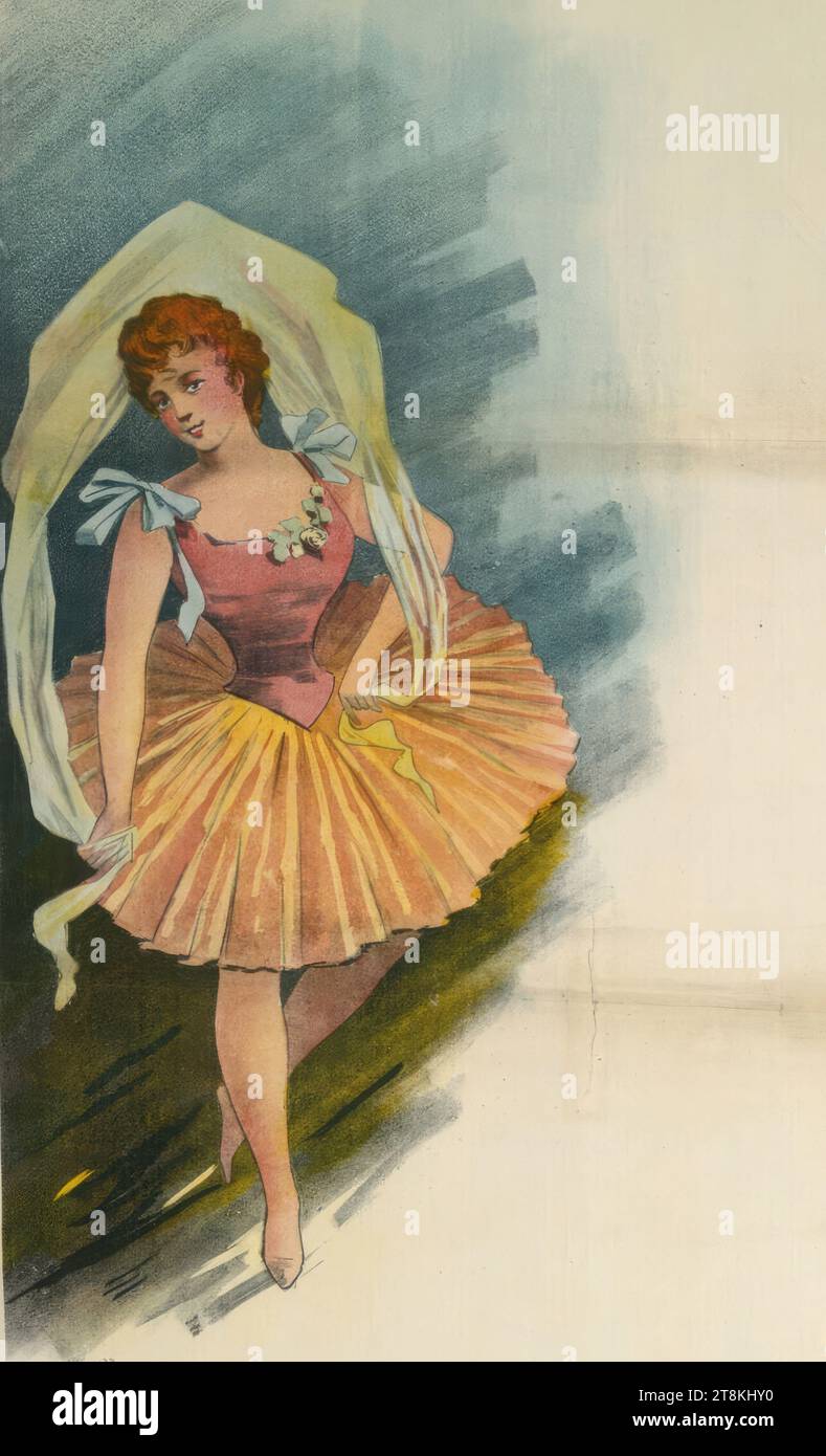 Balleteuse in rosso e giallo, poster vuoto, Anonymous, intorno al 1900, stampa, litografia a colori, foglio: 785 mm x 490 mm Foto Stock