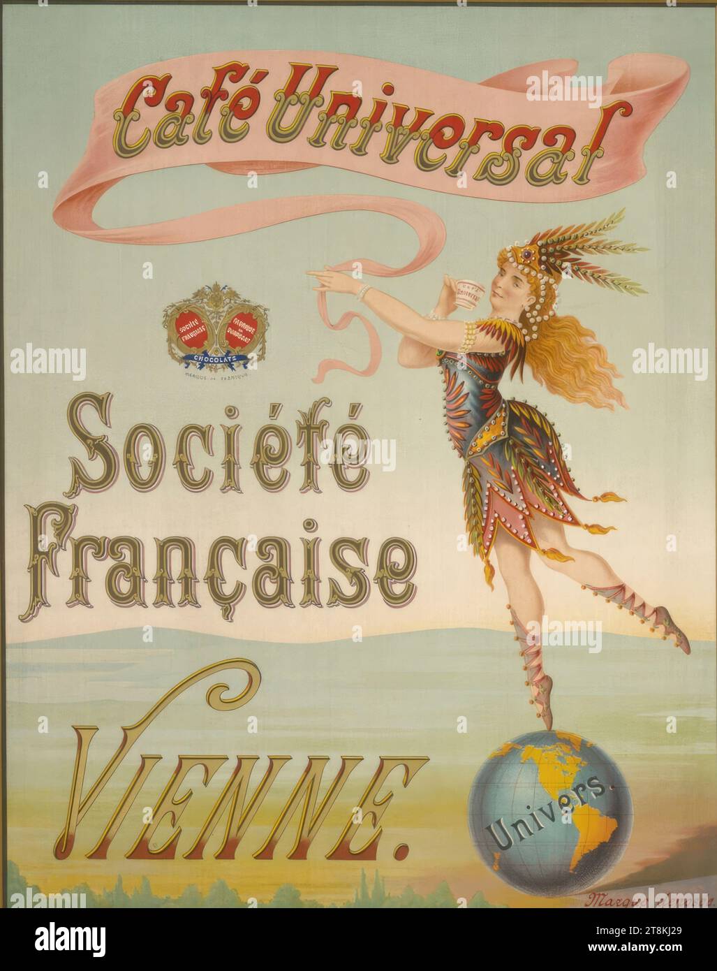 Café Universal; Société Francaise, VIENNE., Anonymous, intorno al 1900, stampa, litografia a colori, foglio: 565 mm x 450 mm Foto Stock
